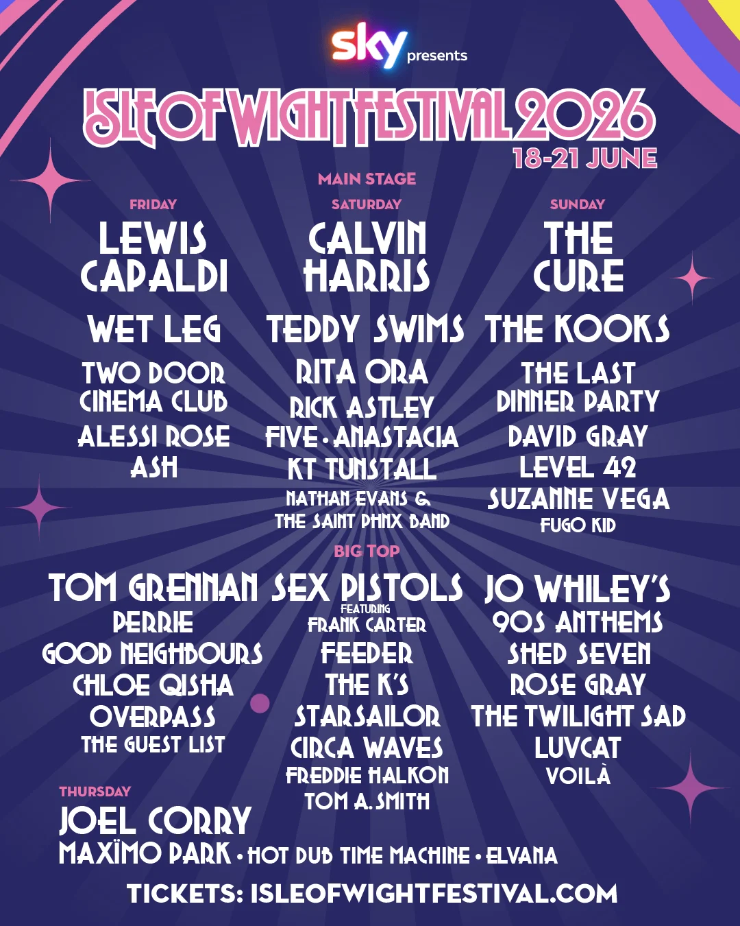 Isle of Wight Festival 2026 lineup poster